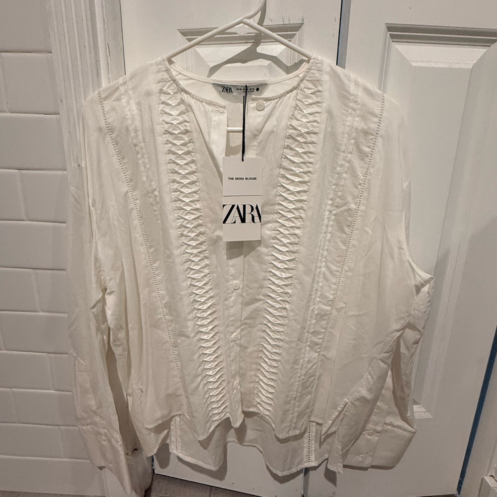 Zara Cream Blouse with Textured Detail